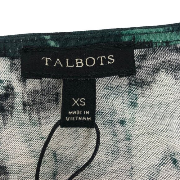NWT Talbots Sweater Top Green Floral V Neck Faux Wrap 3/4 Sleeve Size XS - Picture 8 of 8